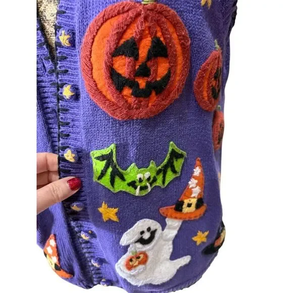 Vintage Tiara International Halloween Sweater Vest Women's S Purple - Picture 2 of 8